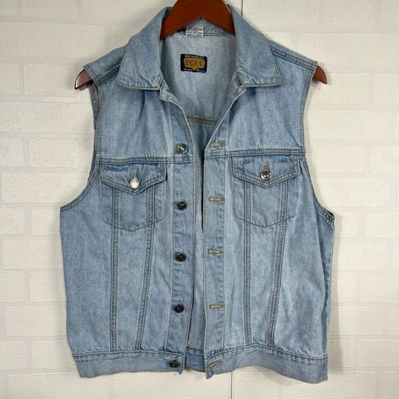 Vintage Other - Vintage TCFS Mens Denim Trucker Vest Size Small Cotton